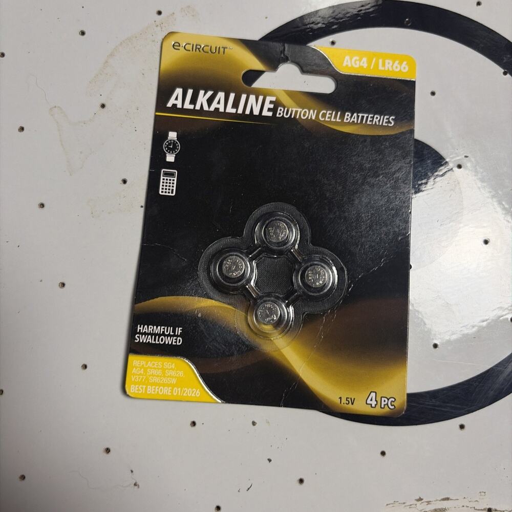 E-Circuit AG4/LR66 Alkaline Button Cell Batteries (4) Pack Best Before 07/2025